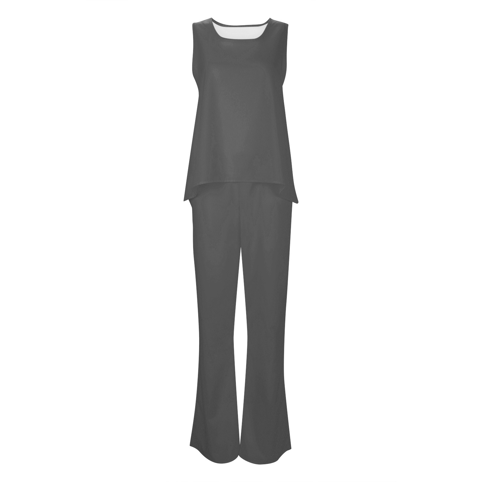 thumbnail image 4 of Conjunto de 2 piezas para mujer: chaleco sin mangas y pantalones anchos, estilo boho informal, color liso, mezcla de poliéster y spandex, 4 of 5